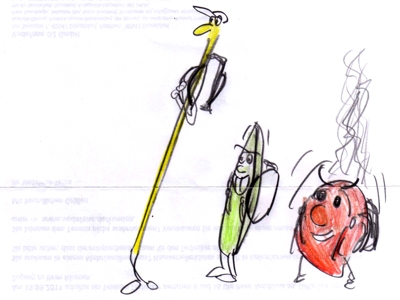 Strohhalm, Kohle und Bohne